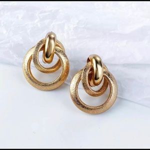 Geometric Drop Statement Earrings Gold Platted
